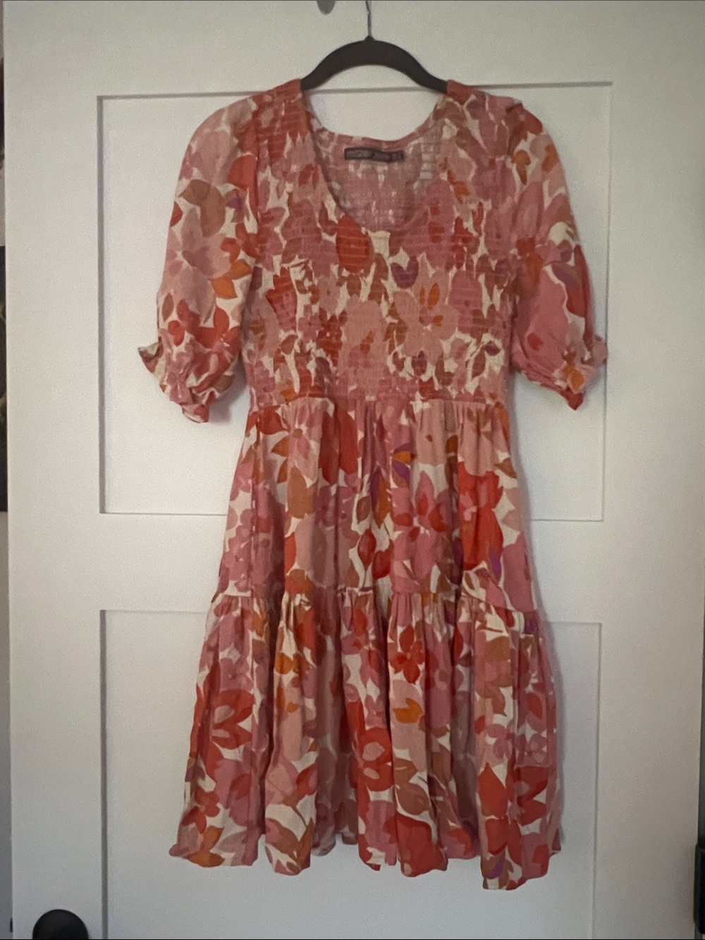 Mister Zimi Pink, Coral & Cream Smocked Floral Dress